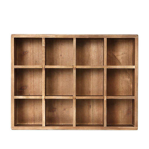 DULTON 12 PARTITION WOODEN BOX H65 H.65mm W.275mm D.365mm Inside H.55mm W.80mm D.80mm/each