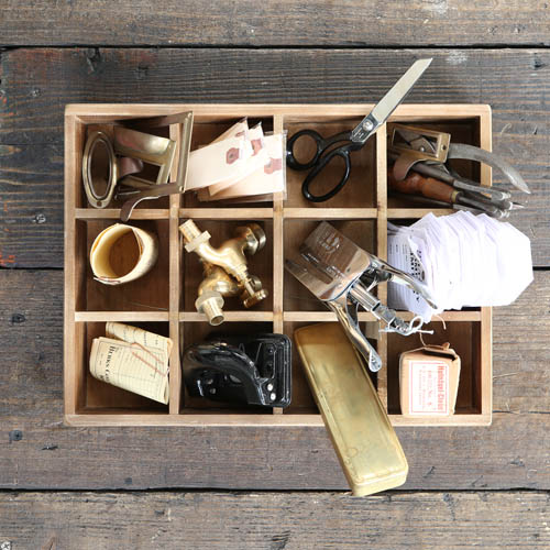 DULTON 12 PARTITION WOODEN BOX H65 H.65mm W.275mm D.365mm Inside H.55mm W.80mm D.80mm/each