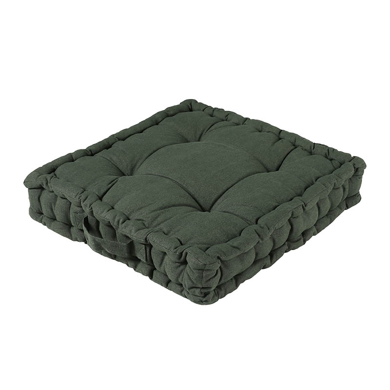 GREEN/T19-0086/WASHED COTTON SQUARE BOX CUSHION/DULTON/ダルトン